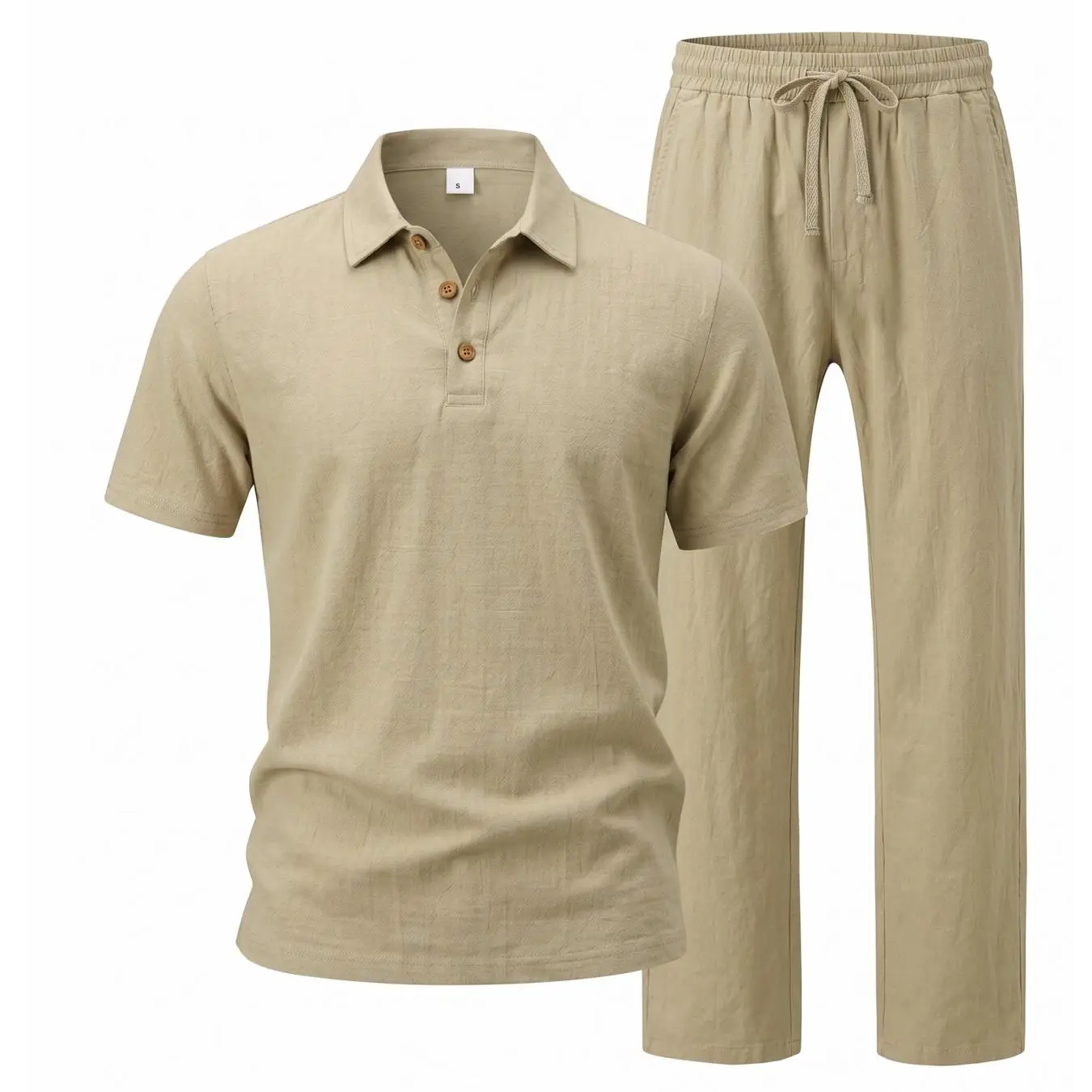 Men's 2-Piece Set – Short Sleeve Button Down Shirt & Loose Pants, Breathable Summer Vacation Outfit
