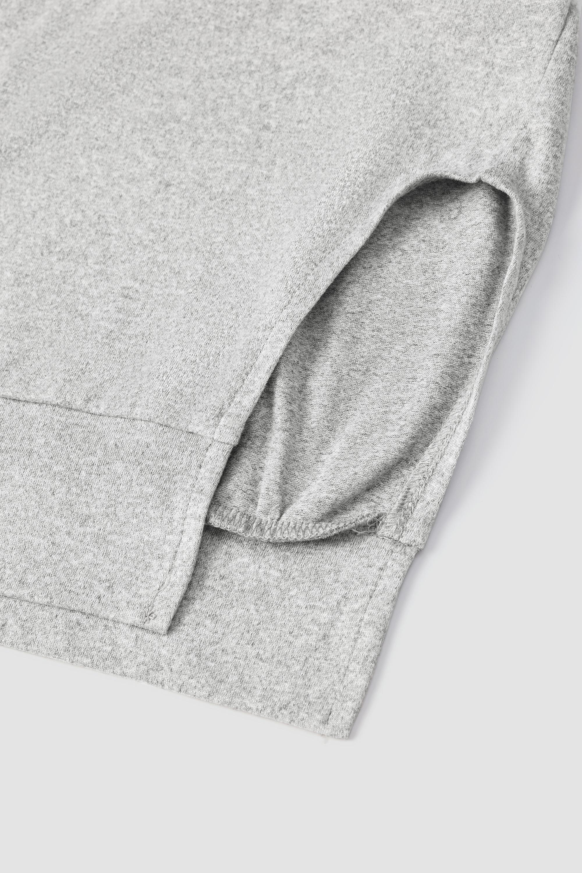 Women's Baggy Hoodie Top – Boxy Relaxed Dolman Sleeve Longline Tunic with Side Slits