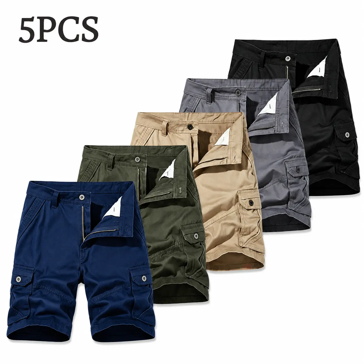 Men's Large-Size Summer Cargo Shorts – Loose Fit Mid-Length with Multiple Pockets for Casual Wear