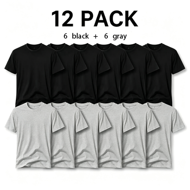 Unisex 12-Pack Cotton Blend Crew Neck T-Shirts – Loose-Fit Baggy Short Sleeve Basic Tees