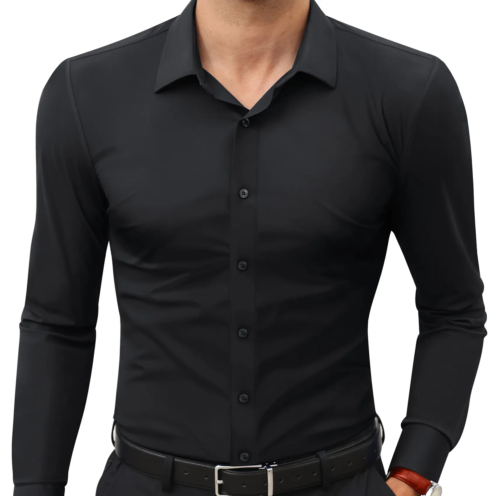 Men's Stretch Dress Shirt – Quick-Dry Anti-Wrinkle Slim Long-Sleeve Business Casual Top, Worldwide Shipping