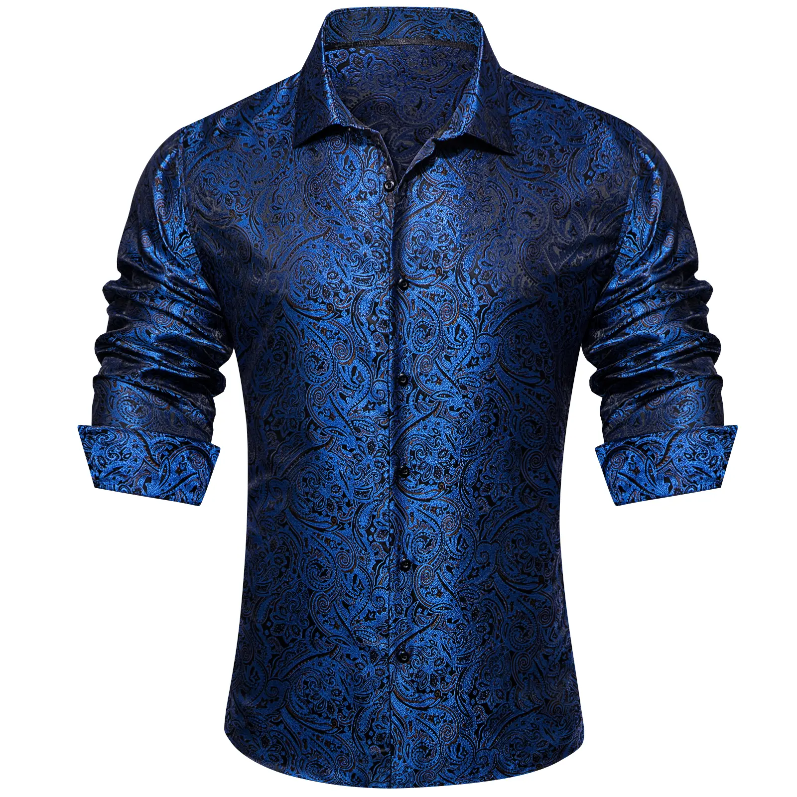 Men's Paisley Dress Shirt – Long Sleeve Wrinkle-Free Button Down Cowboy Shirt