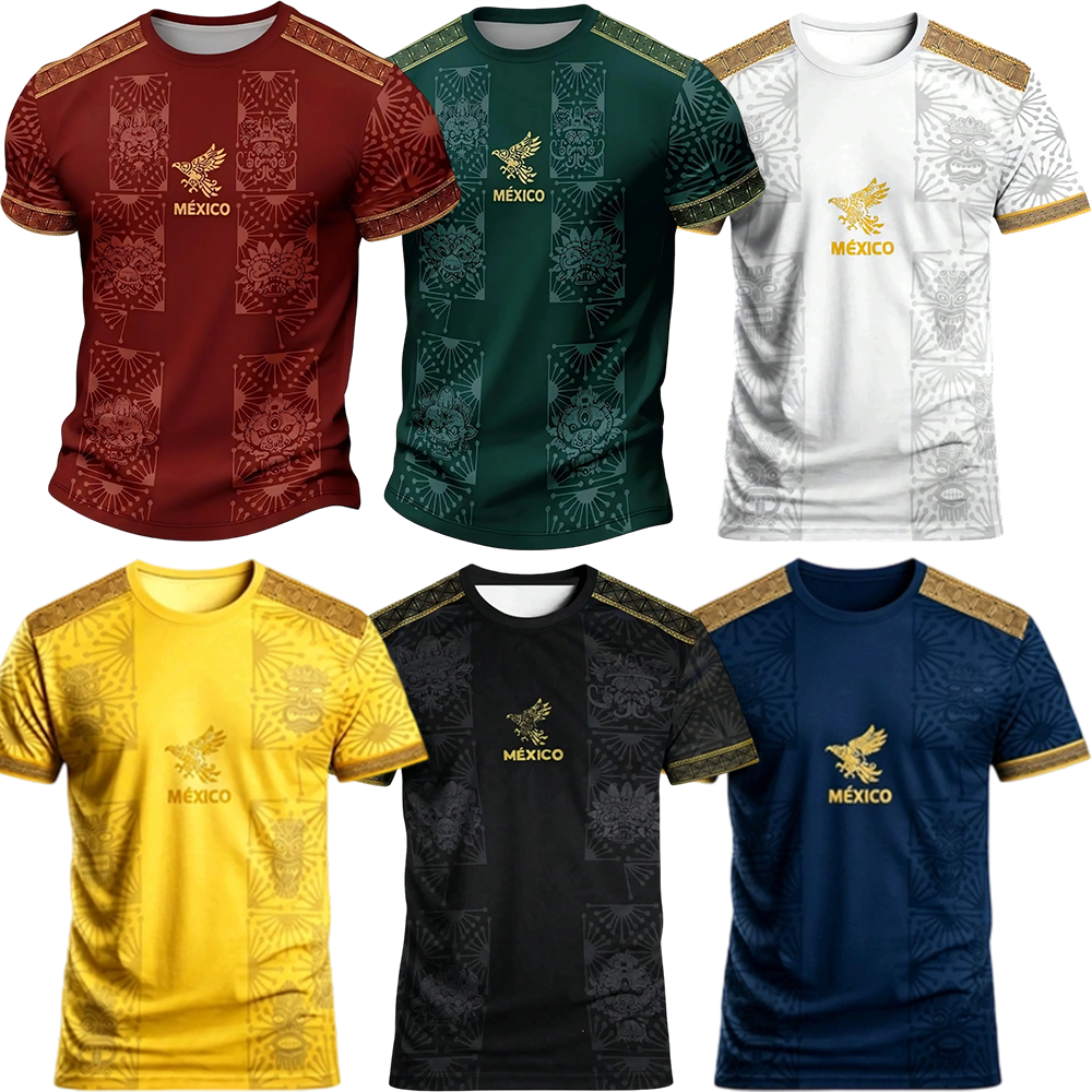 🔥 Last Chance! 6 Pieces for $30, Today Only! 🔥 Mexican Aztec Totem Print T-Shirt – Breathable Sports Short Sleeve, Comfortable Loose Casual Top for Gym & Everyday Wear