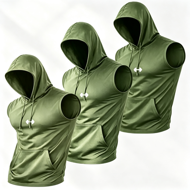 Men's 3-Pack Hooded Sleeveless Vest – Quick-Dry Cooling Workout Top for Streetwear & Running