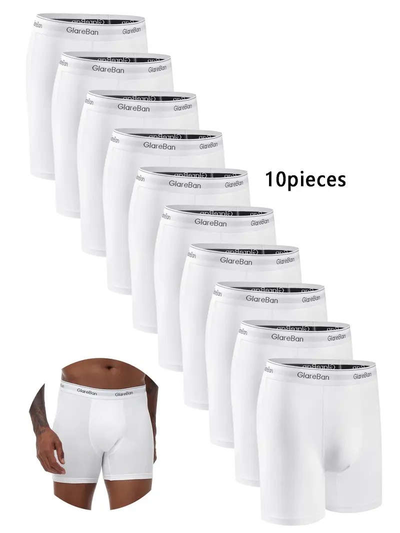 Men's 10-Pack Mid-Length Boxer Briefs – Comfortable Casual Daily Underwear