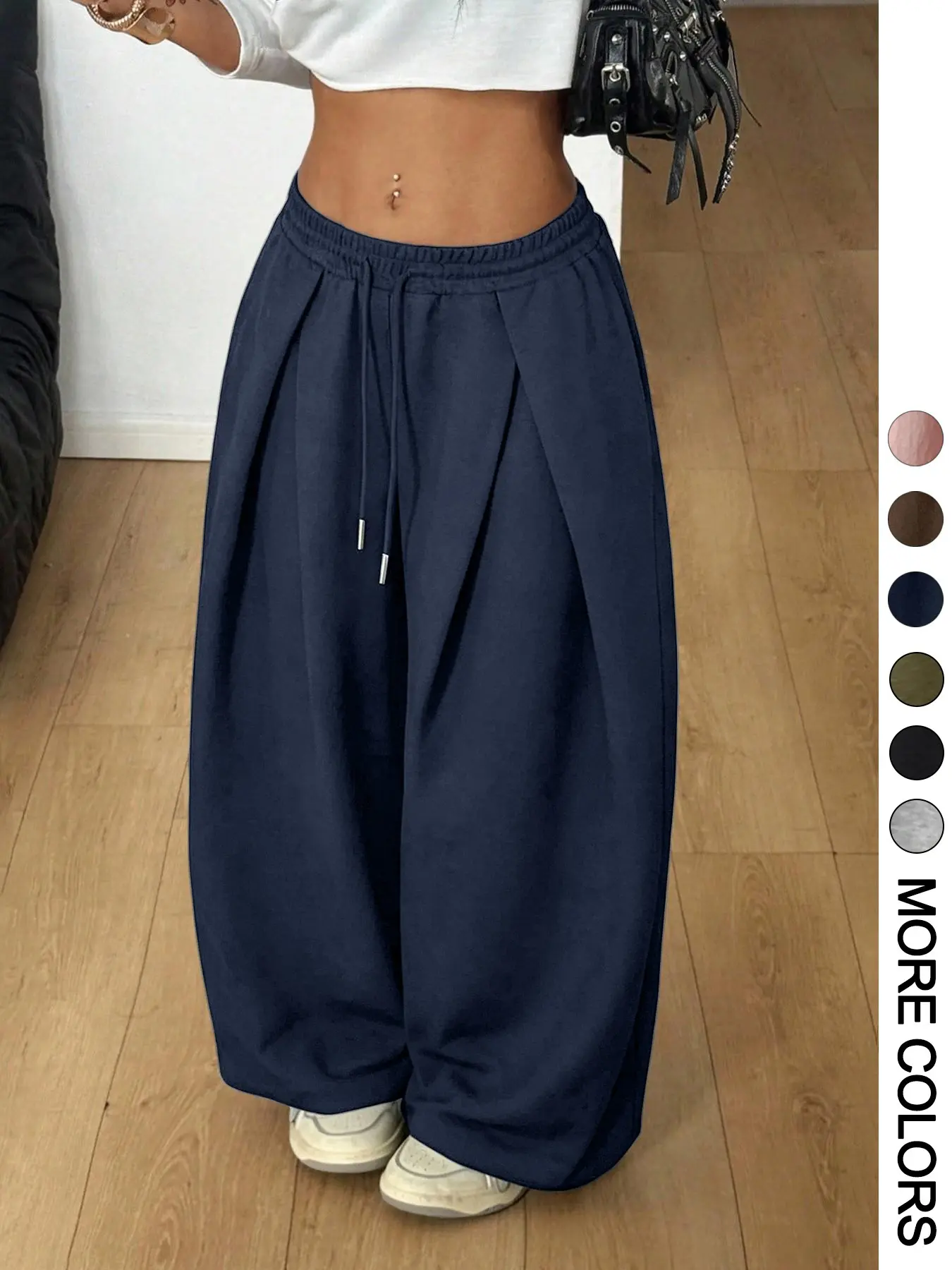 Women's Wide Leg Sweatpants – Drawstring Elastic Waist Casual Sporty Streetwear