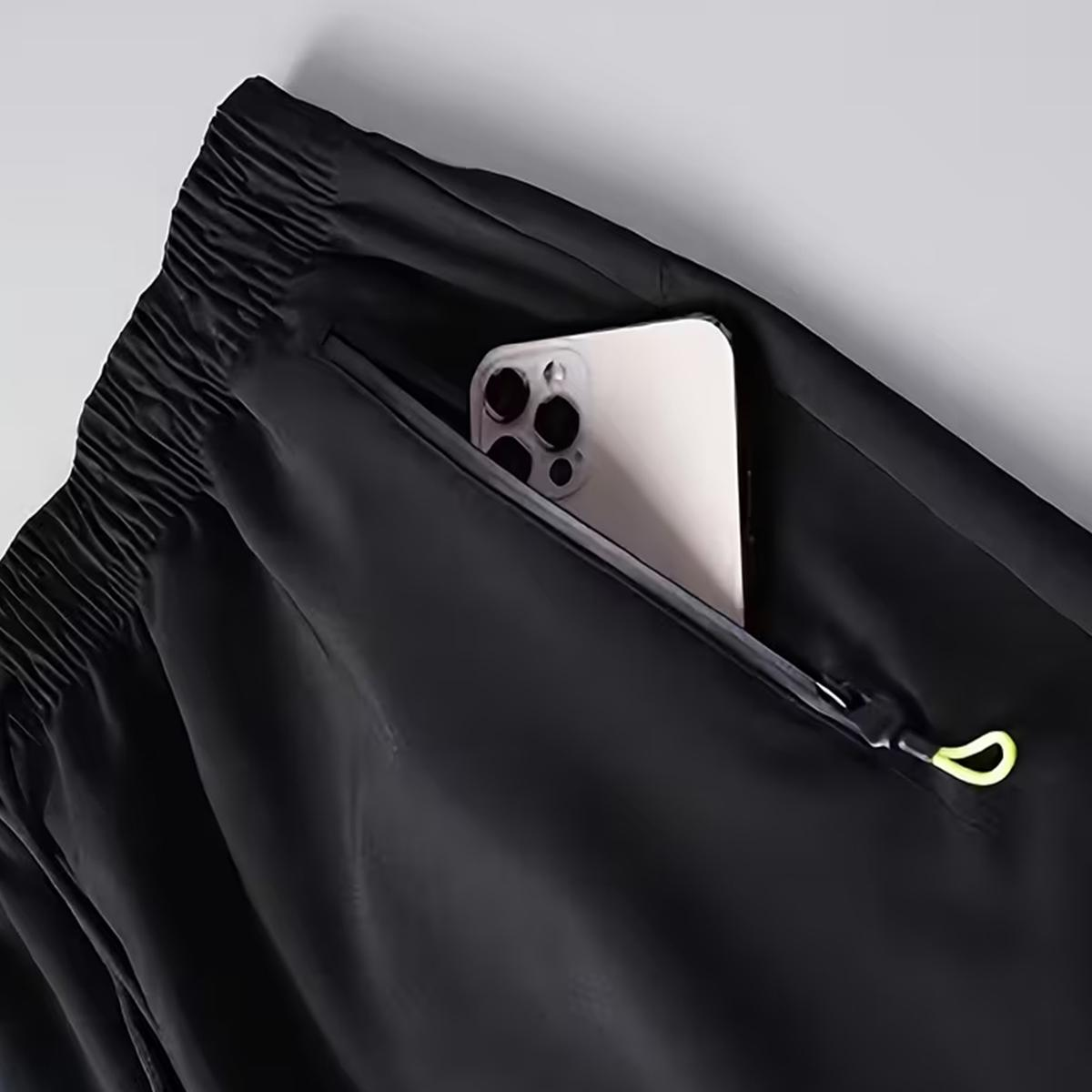 Men's 3-Pack Reflective Print Shorts – Fitted Athletic Running Shorts with Zipper Pockets