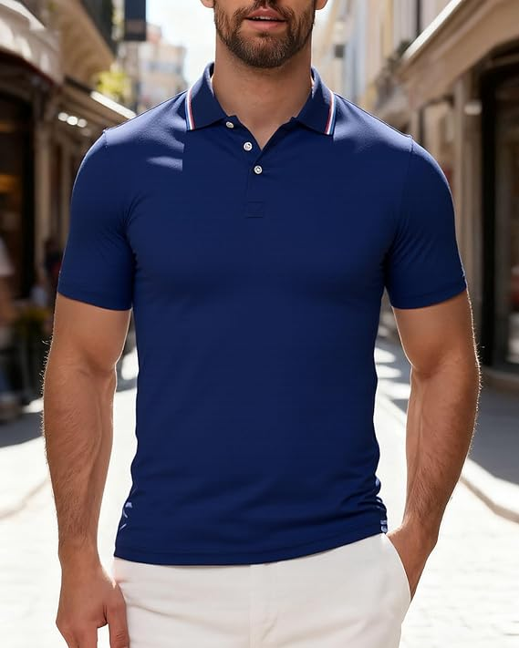 Men's 8-Pack Slim-Fit Polo Shirts – Short Sleeve Casual Fashion Tees