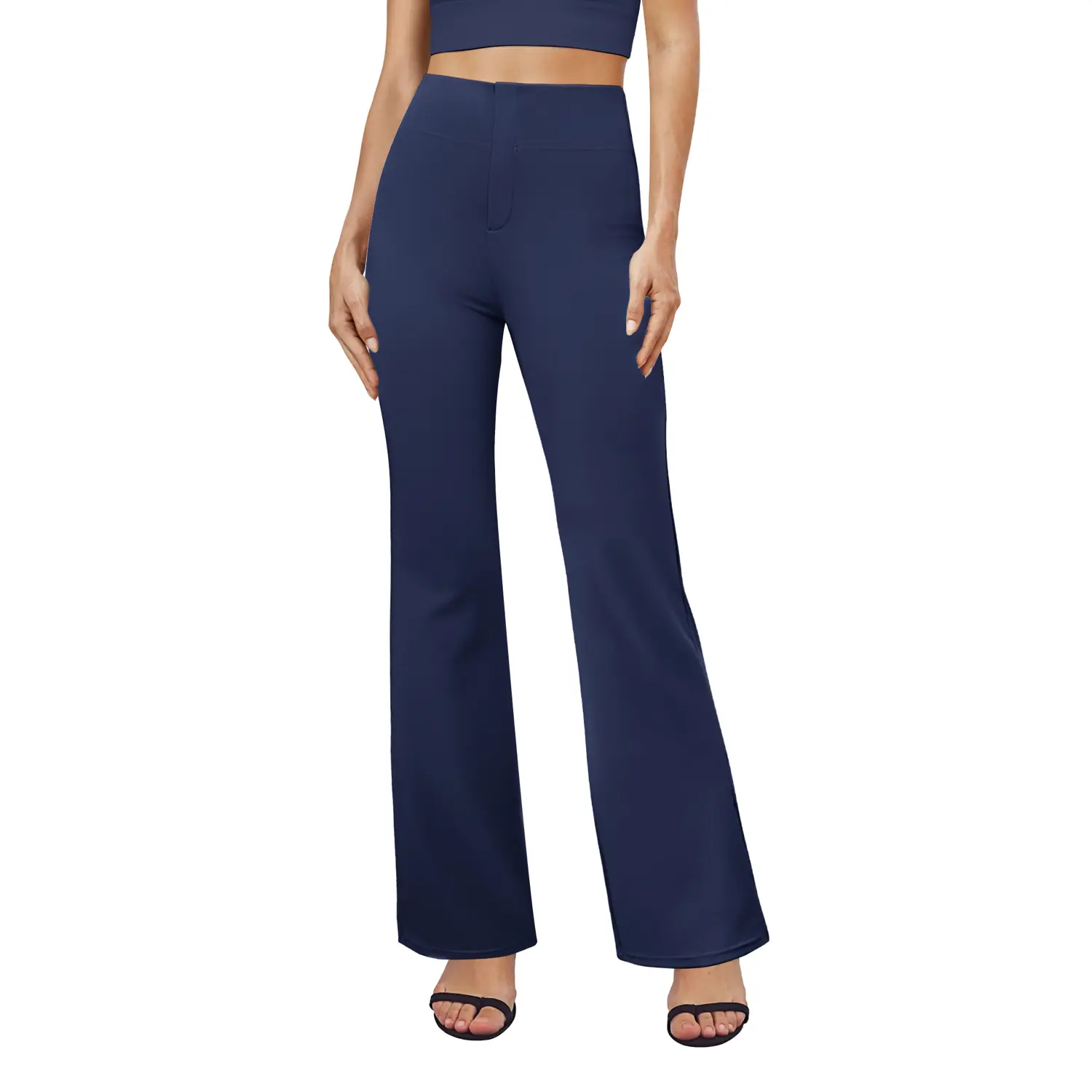 Women's High-Waisted Flared Yoga Pants – Tummy Control with Back Pockets for Office & Everyday
