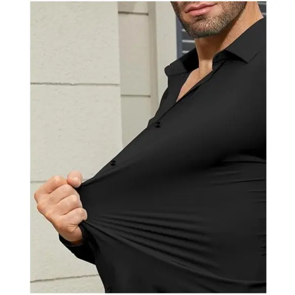 Men's Stretch Dress Shirt – Quick-Dry Anti-Wrinkle Slim Long-Sleeve Business Casual Top, Worldwide Shipping