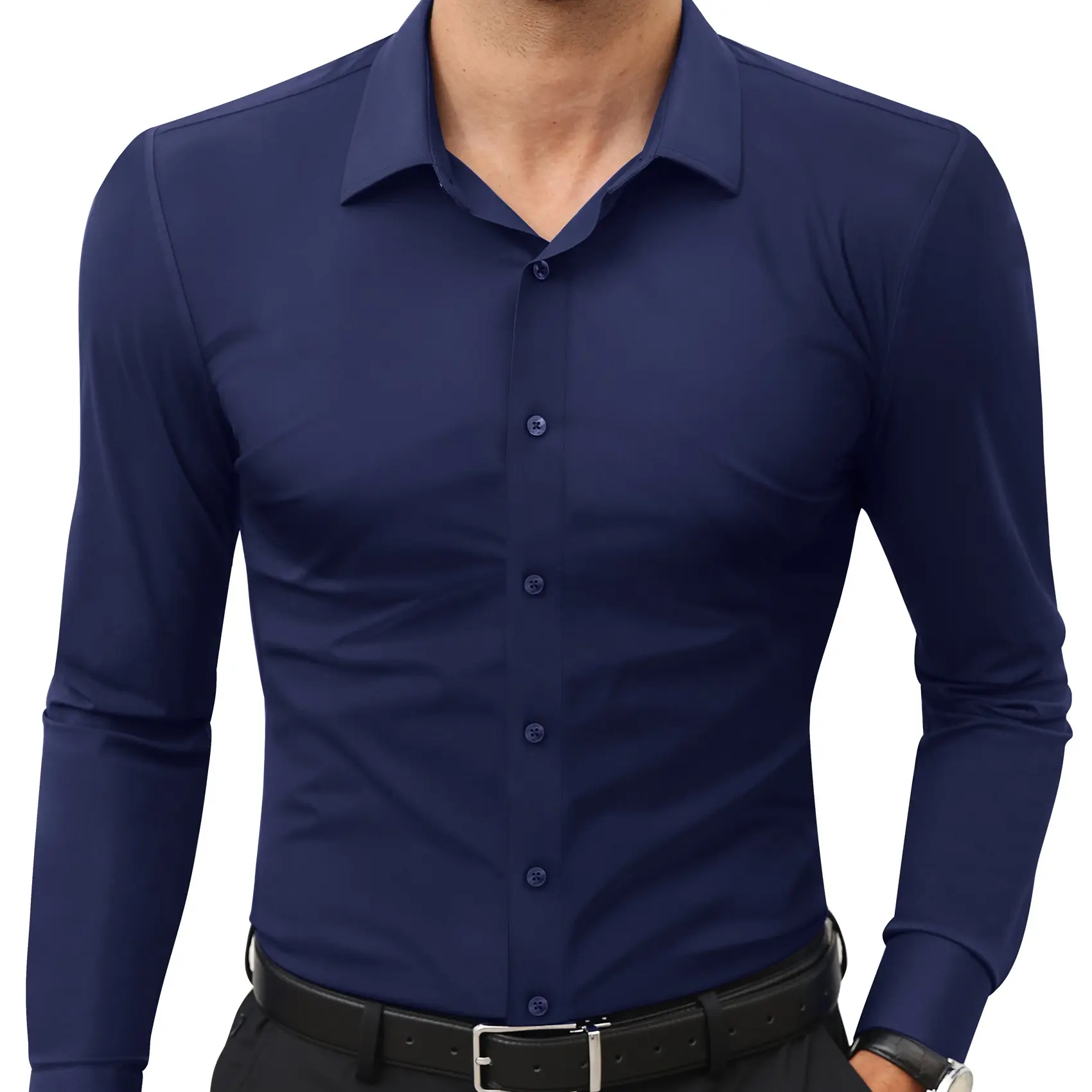 Men's Stretch Dress Shirt – Quick-Dry Anti-Wrinkle Slim Long-Sleeve Business Casual Top, Worldwide Shipping
