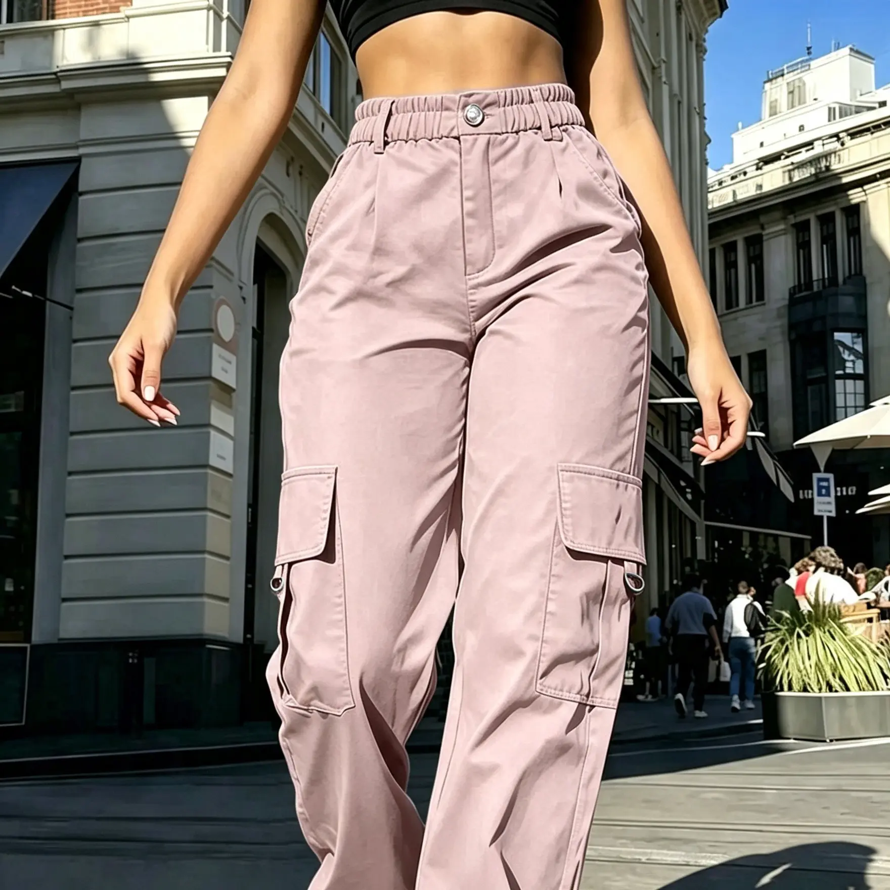 Women's High-Waisted Cargo Pants – Y2K Street Style Tactical Pants with Pockets