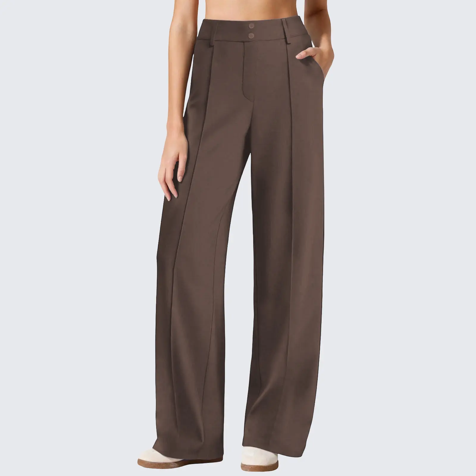 Women's 6-Pack Stretch Dress Pants – High-Rise Straight Leg Lounge Trousers with Pockets