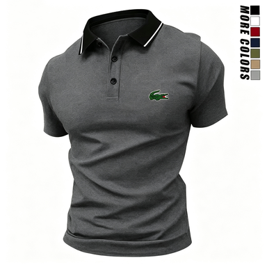 Men's 8-Pack Polo Shirt Set – Stylish Green Crocodile Print, Breathable Short Sleeve Business-Casual Summer Tees, Great Gift Idea