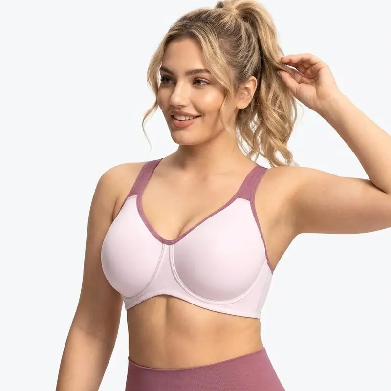 Women's 5-Pack Plus Size Sports Bra – Soft Support Non-Padded Unlined Full Coverage Activewear with Wide Straps & Outside Underwire for Everyday Fitness