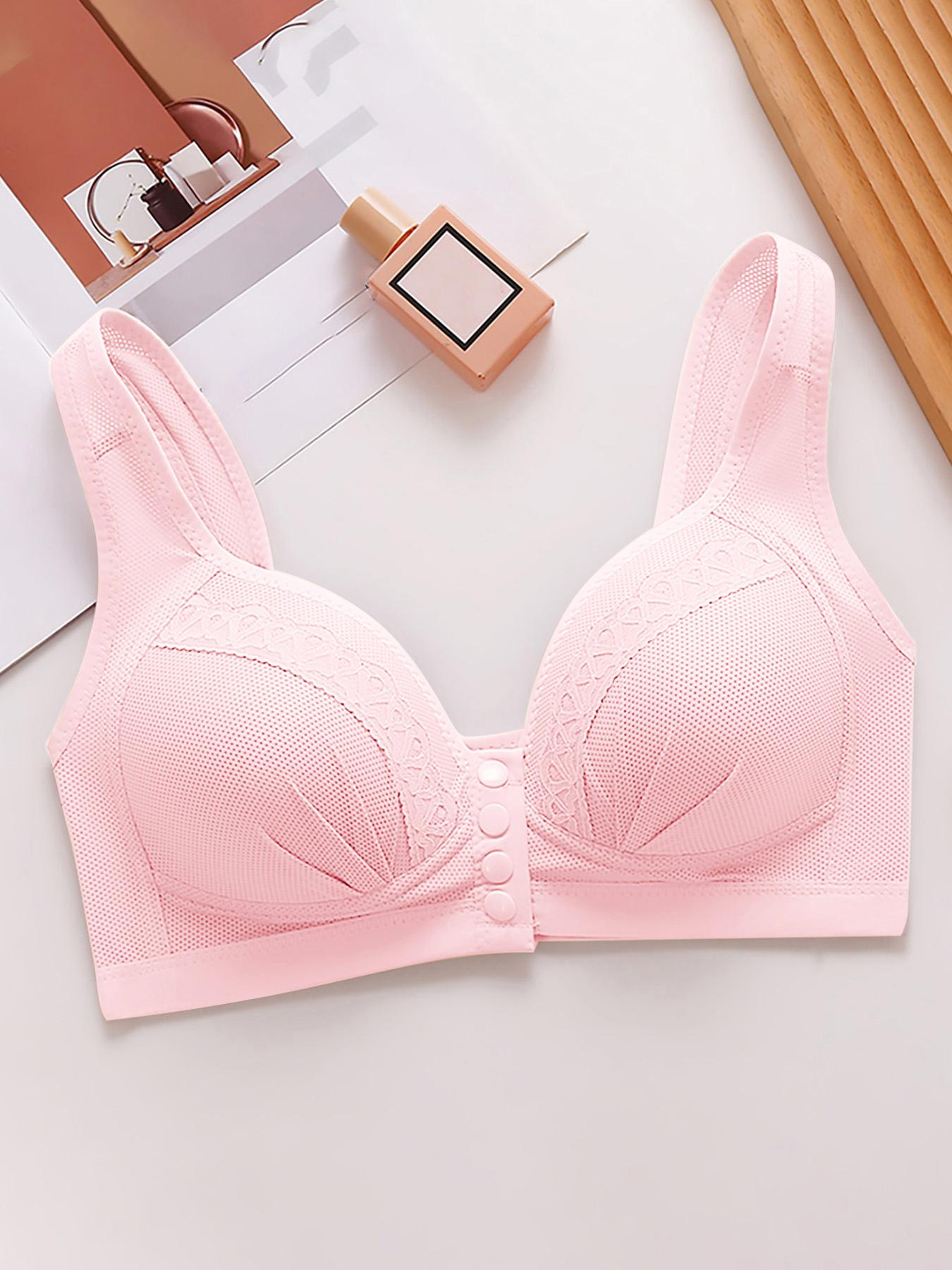 Women's 6-Pack Front Closure Push-Up Bra – Jacquard Full Coverage Unlined Seamless Underwire Bra for Daily Wear