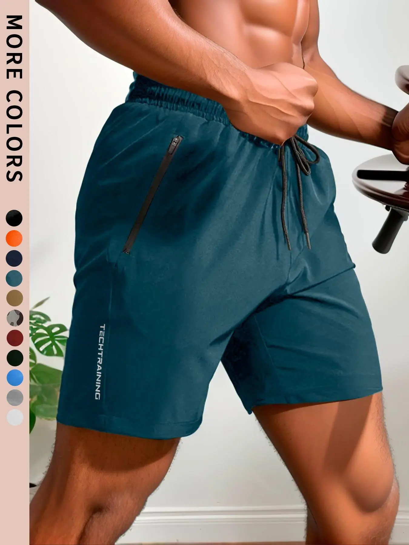 Men's 12-Pack Letter Print Track Shorts – Quick-Dry Drawstring Athletic Shorts with Zip Pockets