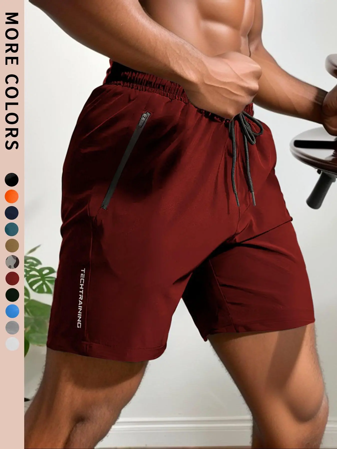 Men's 12-Pack Letter Print Track Shorts – Quick-Dry Drawstring Athletic Shorts with Zip Pockets