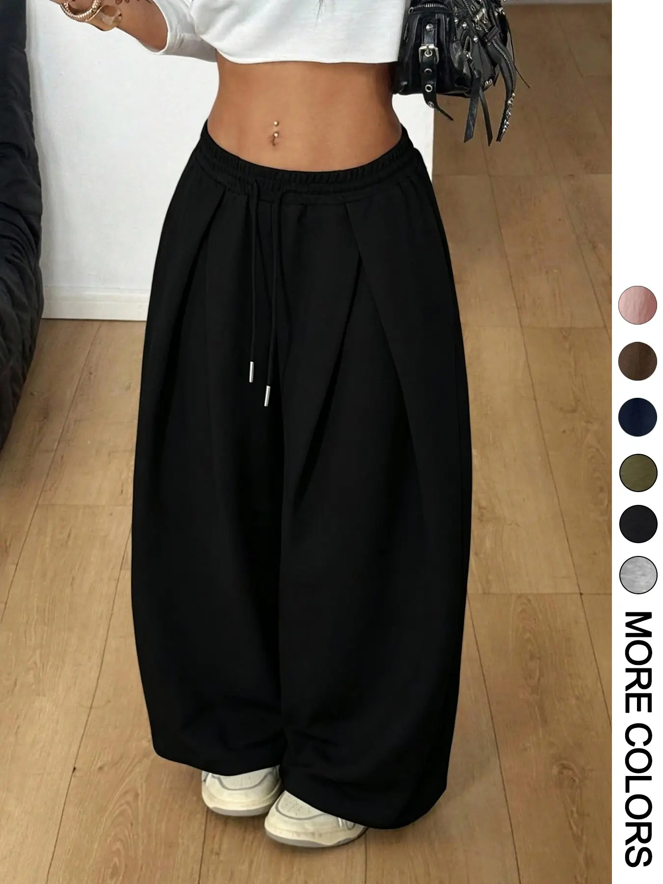 Women's Wide Leg Sweatpants – Drawstring Elastic Waist Casual Sporty Streetwear