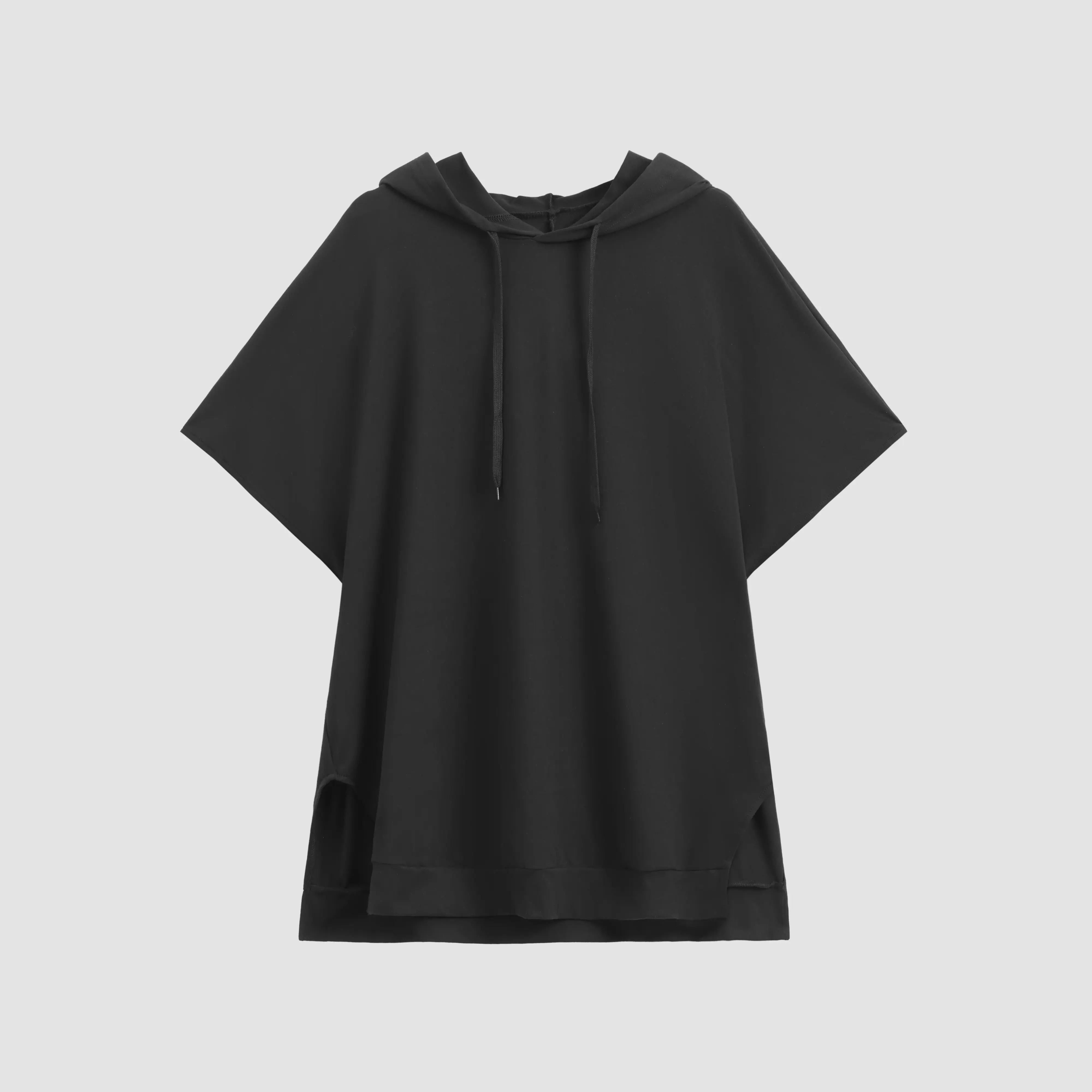 Women's Baggy Hoodie Top – Boxy Relaxed Dolman Sleeve Longline Tunic with Side Slits