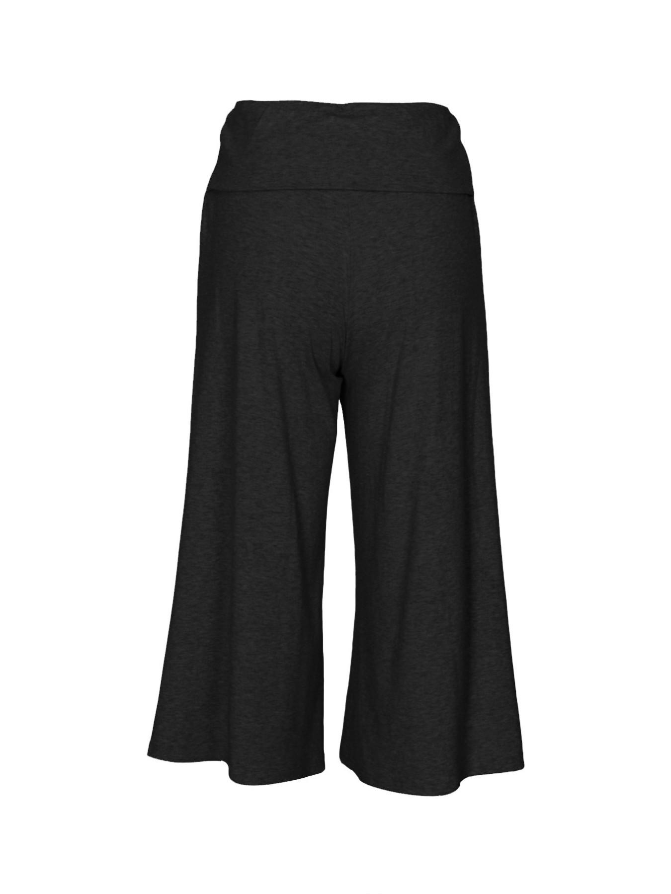 Women's Turn-Up Capri Leggings – Mid Low Waist Loose Fit Yoga Pants