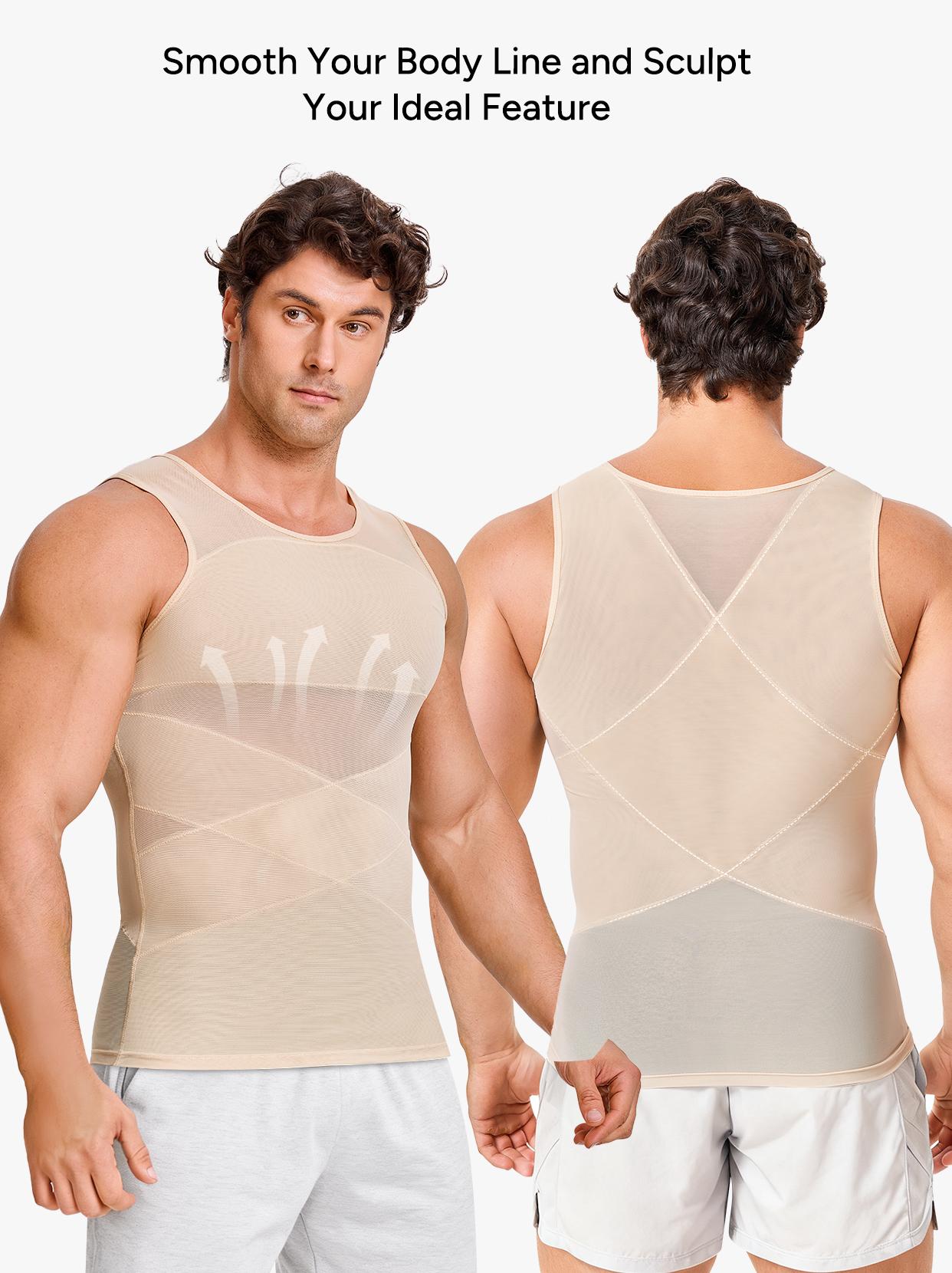 【2 pack】Men's Compression Shirt Shapewear Tanktop Menboobs And Tummy Control Fajas Undershirt