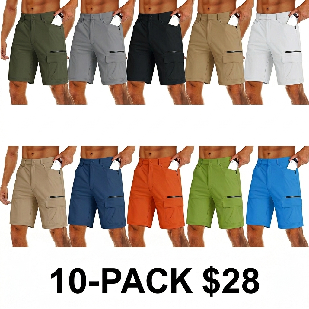 Men's 9" Hiking Cargo Shorts – Quick Dry Lightweight with 5 Pockets