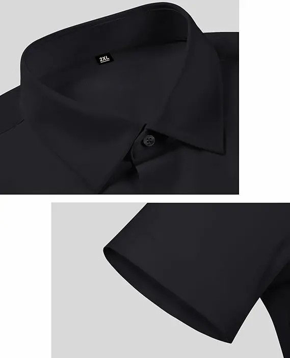 Men's 7-Pack Stretch Slim Muscle Fit Short Sleeve Dress Shirts – Casual Button-Down Style
