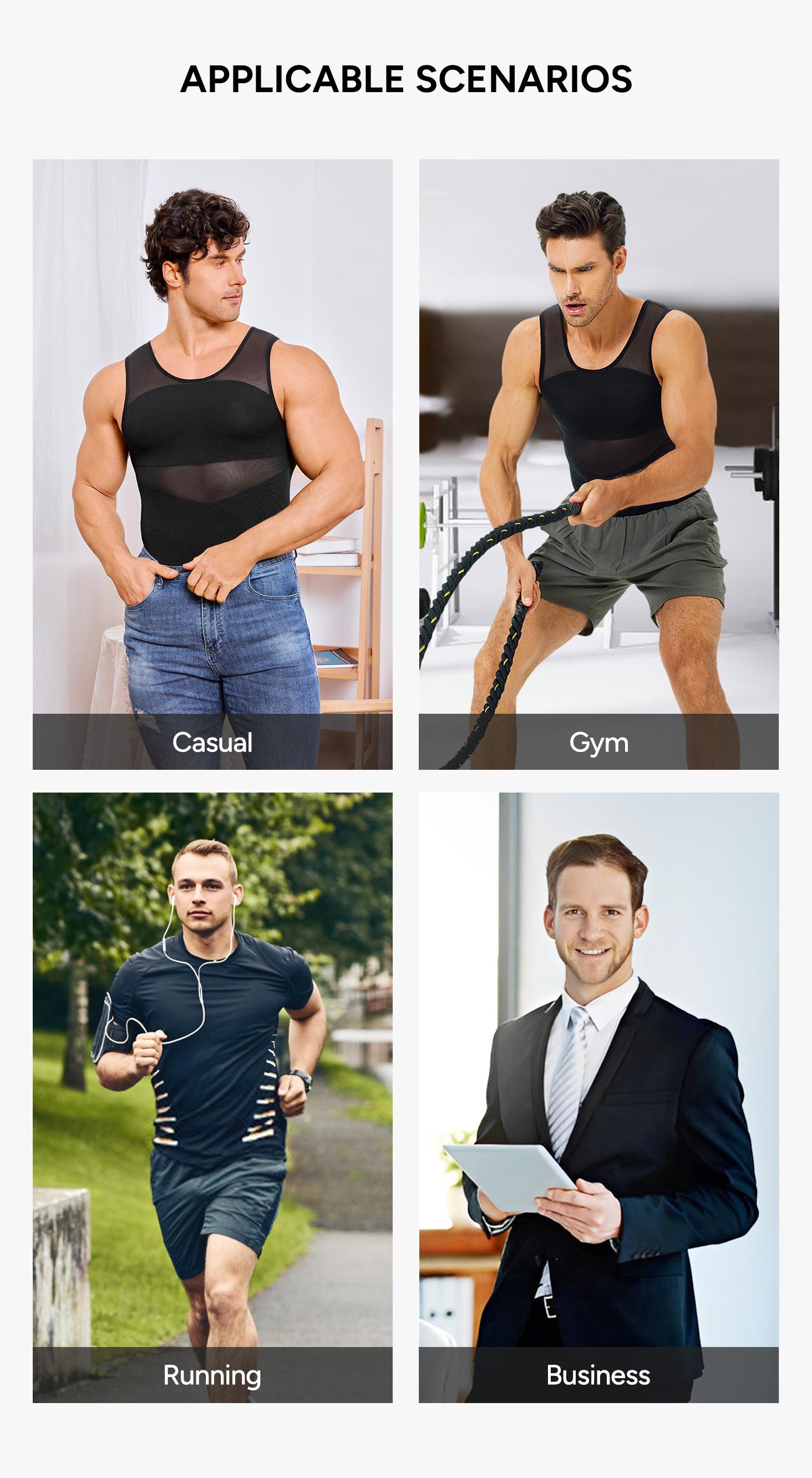 【2 pack】Men's Compression Shirt Shapewear Tanktop Menboobs And Tummy Control Fajas Undershirt