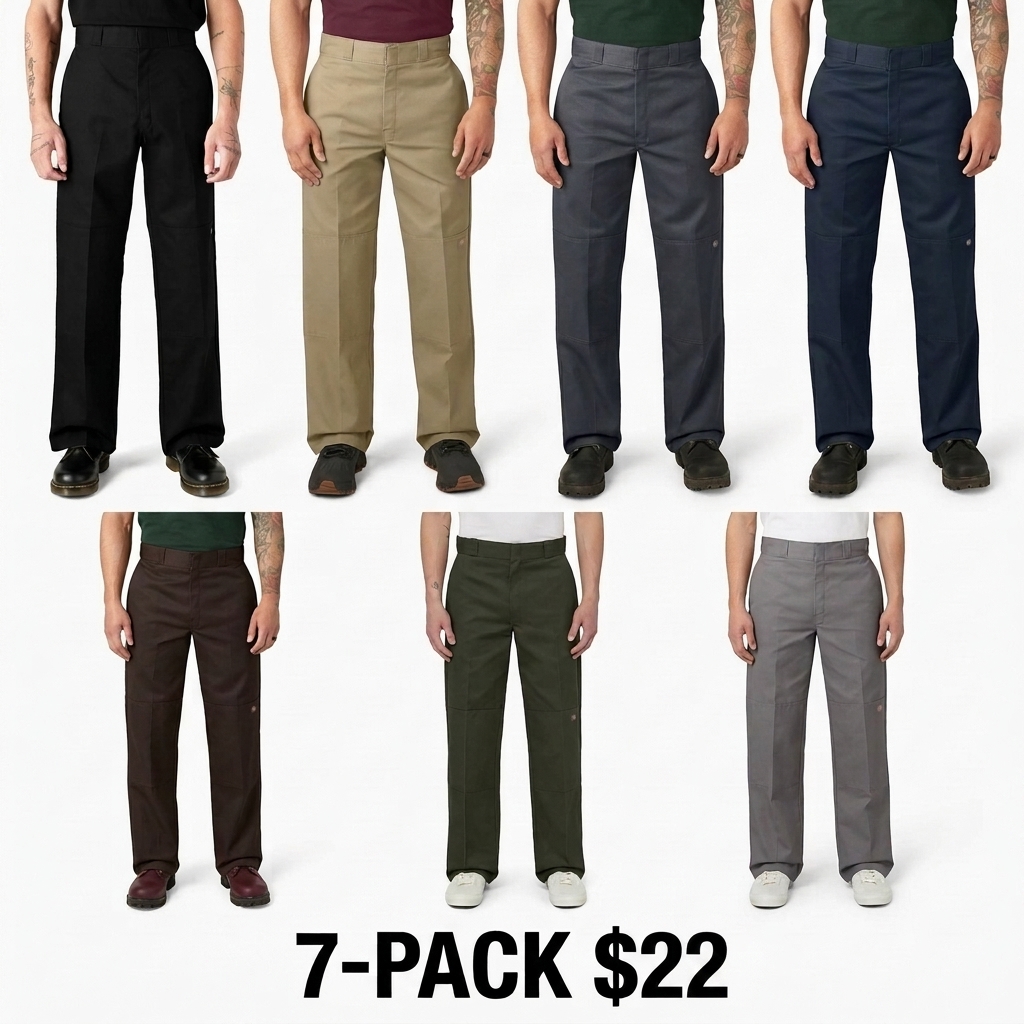 Men's Loose Fit Double Knee Work Pants – Durable Straight Leg Utility Trousers