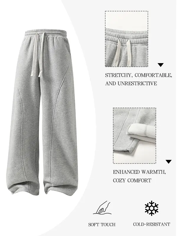 summervibes Men's Solid-Color Drawstring Pants with Curved Blade Design&mdash;Casual comfort, relaxed fit suitable for all seasons. Street-style men's trousers perfect for everyday wear and layering. Menswear Beige daily wear pant
