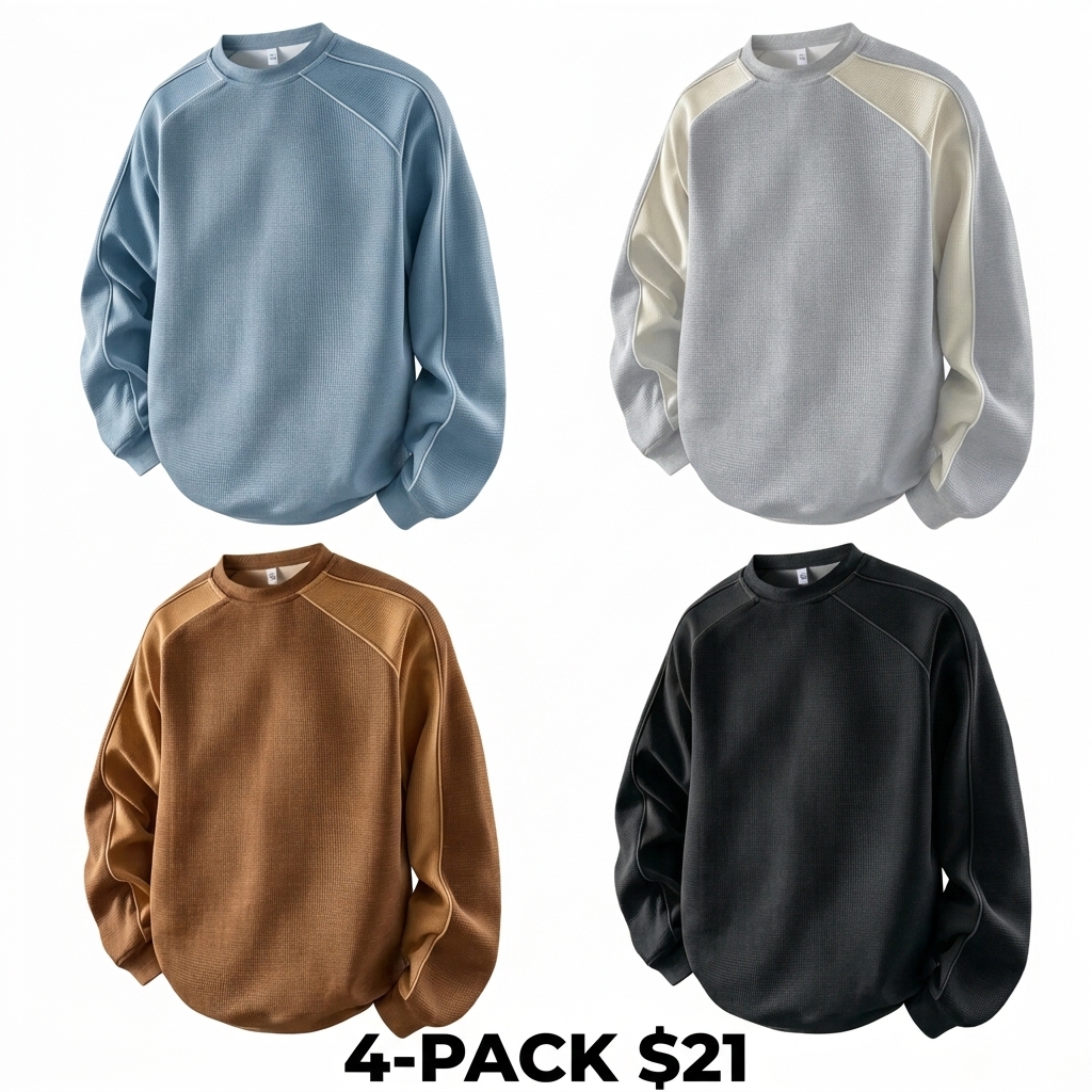 Men's Color-Block Contrast Sweatshirt – Loose Fit Patchwork Long-Sleeve Top