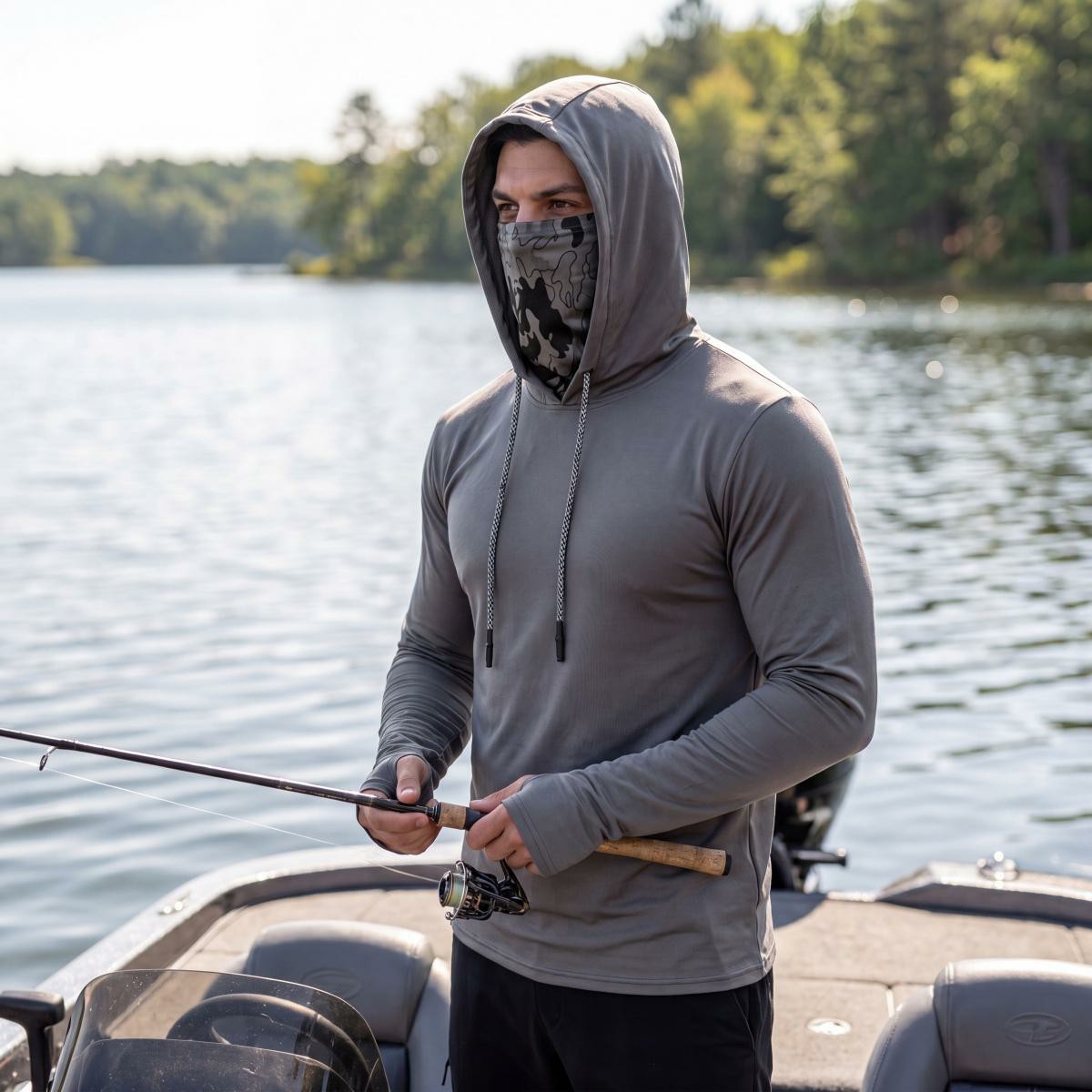 Men's 5-Pack UPF 50+ Sun Protection Hoodie – Quick Dry Rash Guard with Face Gaiter & Thumbholes