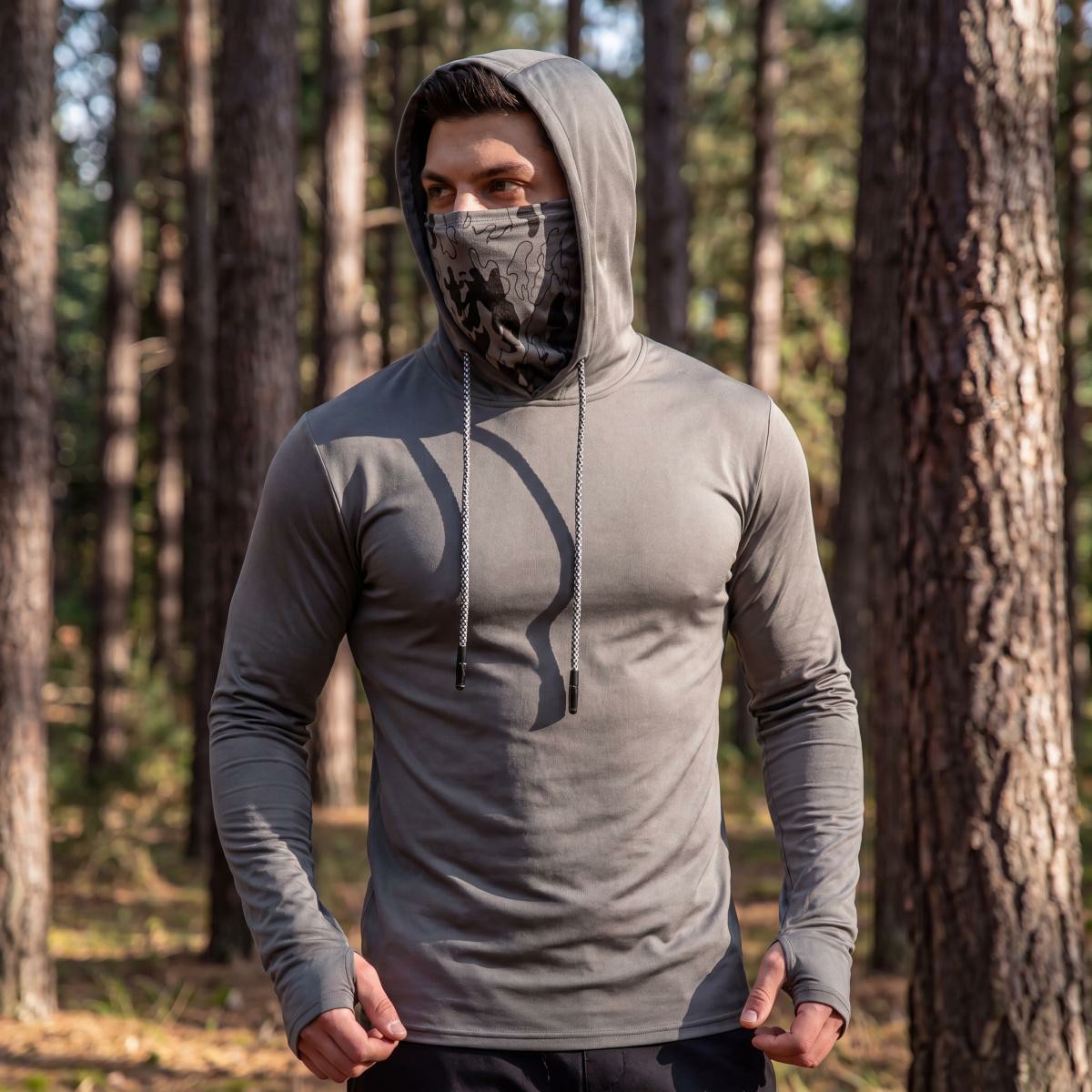 Men's 5-Pack UPF 50+ Sun Protection Hoodie – Quick Dry Rash Guard with Face Gaiter & Thumbholes