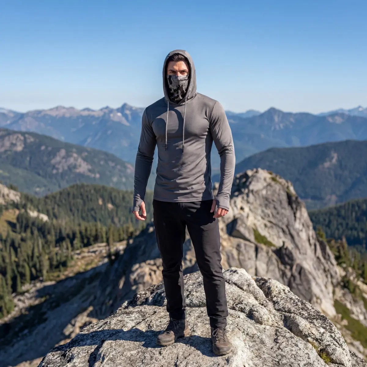 Men's 5-Pack UPF 50+ Sun Protection Hoodie – Quick Dry Rash Guard with Face Gaiter & Thumbholes
