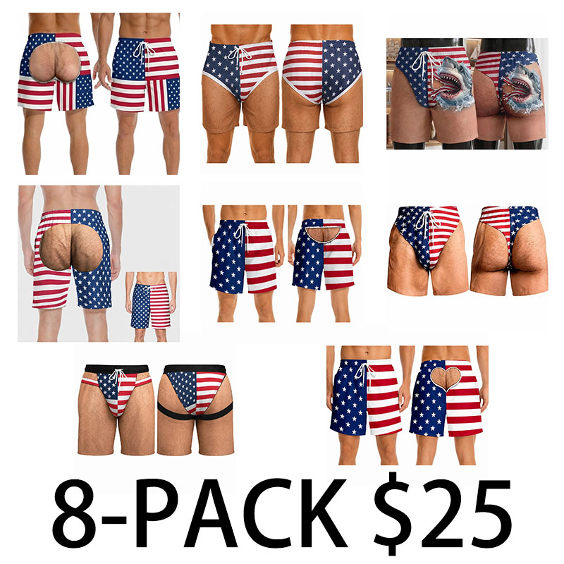 Men's Patriotic Swim Trunks – American Flag "Freedom & Chill" Quick Dry Beach Shorts with Mesh Lining
