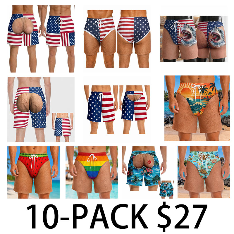 Men's Patriotic Swim Trunks – American Flag "Freedom & Chill" Quick Dry Beach Shorts with Mesh Lining