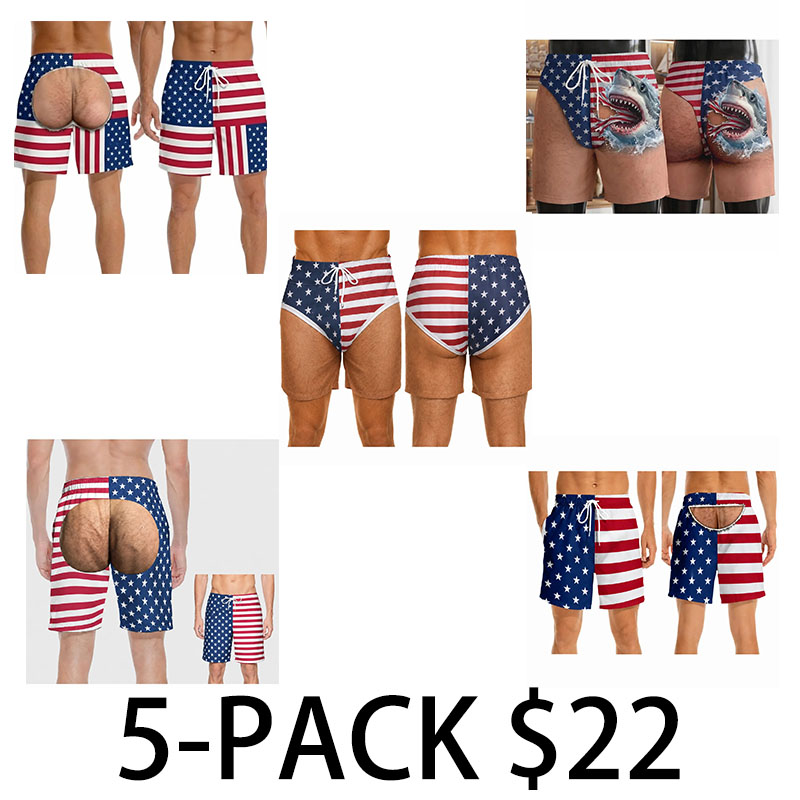 Men's Patriotic Swim Trunks – American Flag "Freedom & Chill" Quick Dry Beach Shorts with Mesh Lining