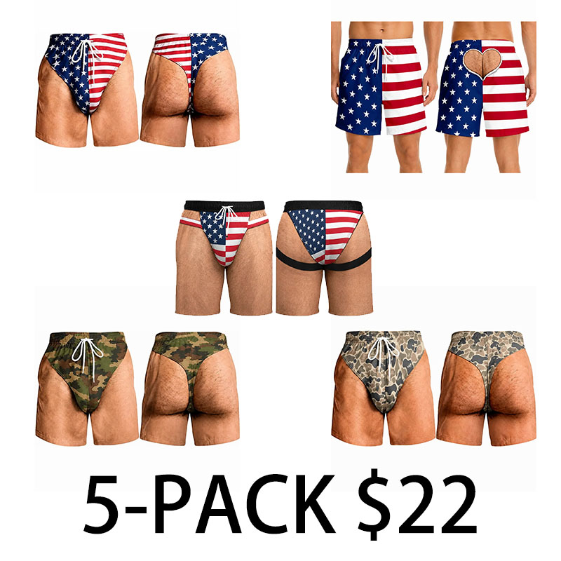 Men's Patriotic Swim Trunks – American Flag "Freedom & Chill" Quick Dry Beach Shorts with Mesh Lining