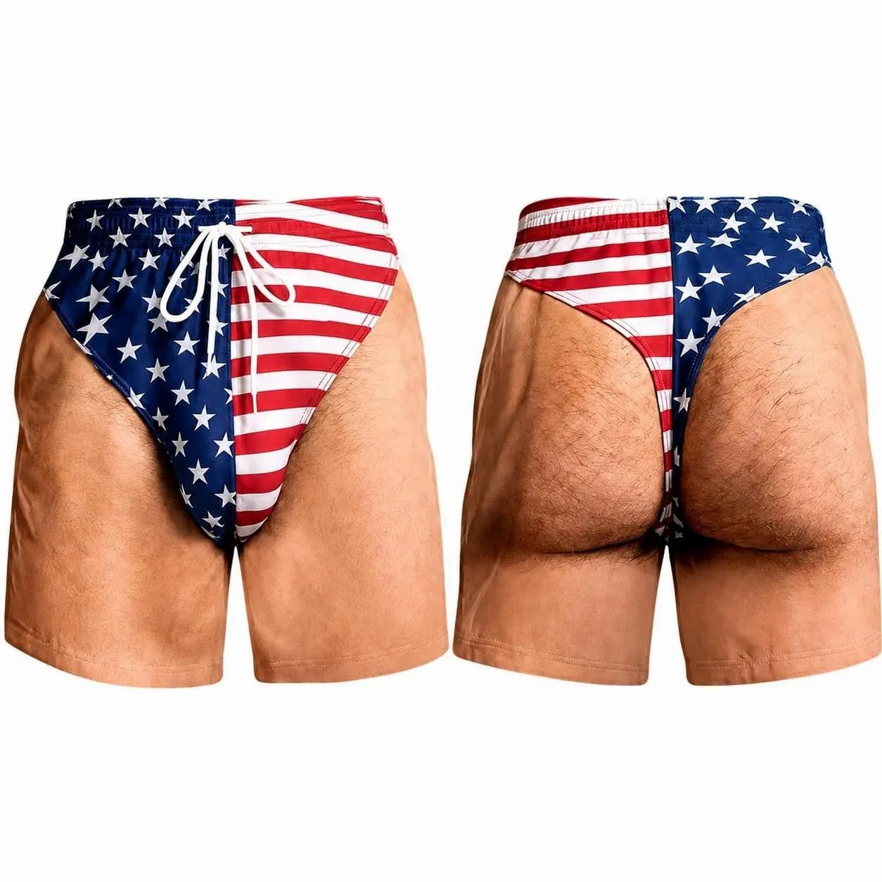 Men's Patriotic Swim Trunks – American Flag "Freedom & Chill" Quick Dry Beach Shorts with Mesh Lining