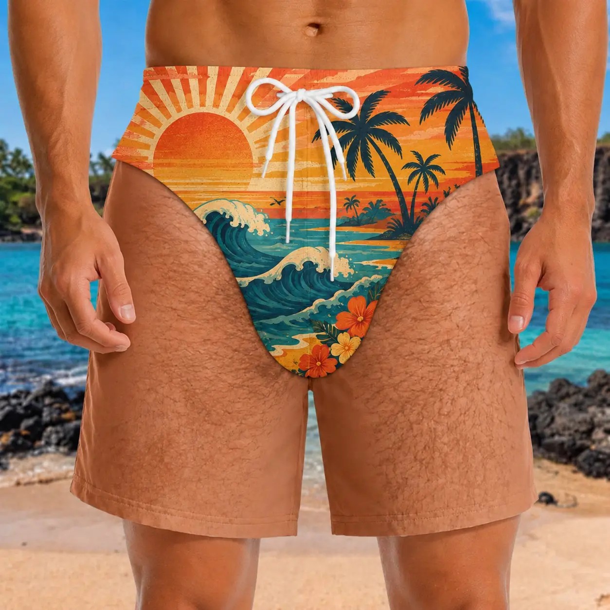 Men's Patriotic Swim Trunks – American Flag "Freedom & Chill" Quick Dry Beach Shorts with Mesh Lining