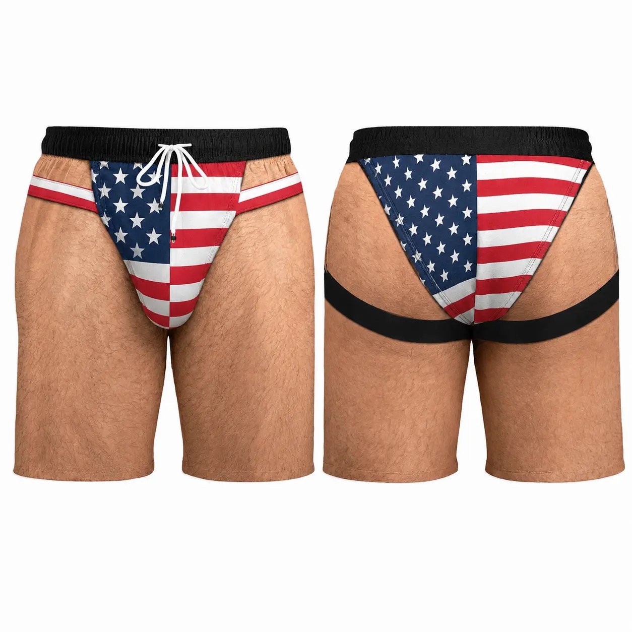 Men's Patriotic Swim Trunks – American Flag "Freedom & Chill" Quick Dry Beach Shorts with Mesh Lining