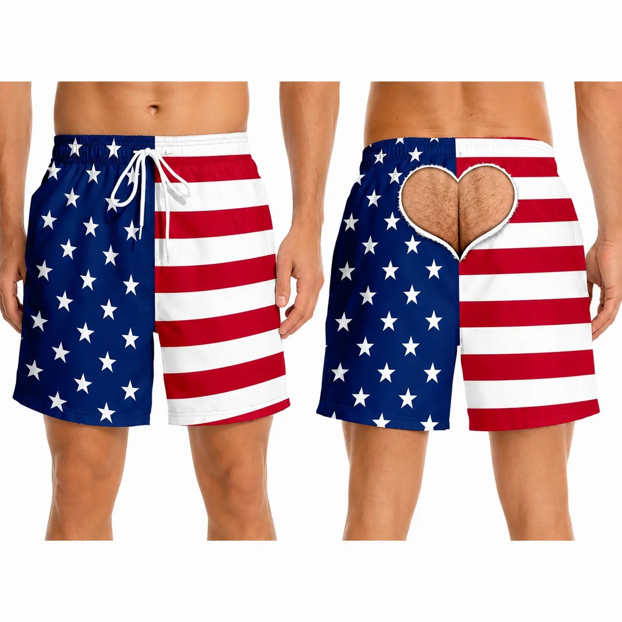 Men's Patriotic Swim Trunks – American Flag "Freedom & Chill" Quick Dry Beach Shorts with Mesh Lining