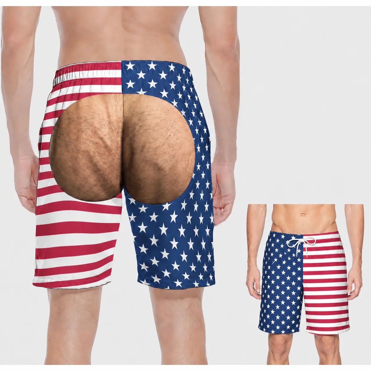 Men's Patriotic Swim Trunks – American Flag "Freedom & Chill" Quick Dry Beach Shorts with Mesh Lining