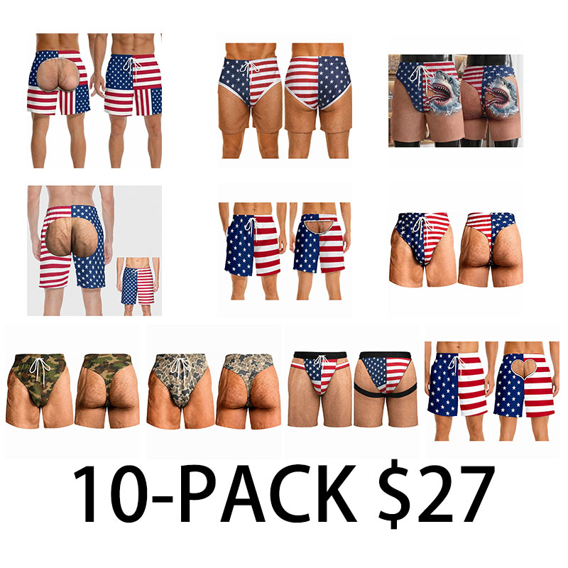 Men's Patriotic Swim Trunks – American Flag "Freedom & Chill" Quick Dry Beach Shorts with Mesh Lining