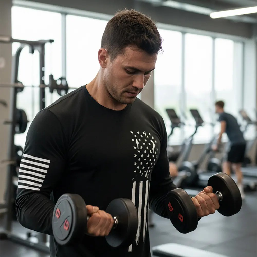 Men's 5-Pack UV Protection Long Sleeve Athletic Shirts – Lightweight Quick-Dry Activewear with Vintage Logo