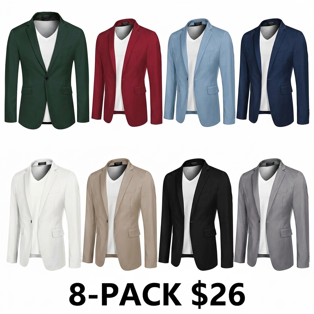 Men's One Button Casual Blazer – Lightweight Slim Fit Sport Coat for Business & Everyday Style