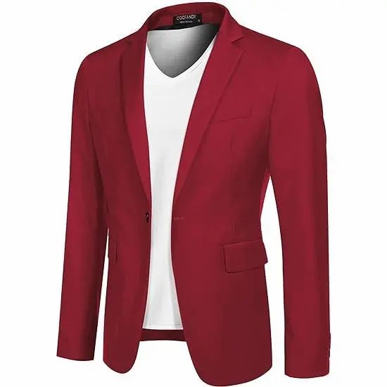 Men's One Button Casual Blazer – Lightweight Slim Fit Sport Coat for Business & Everyday Style