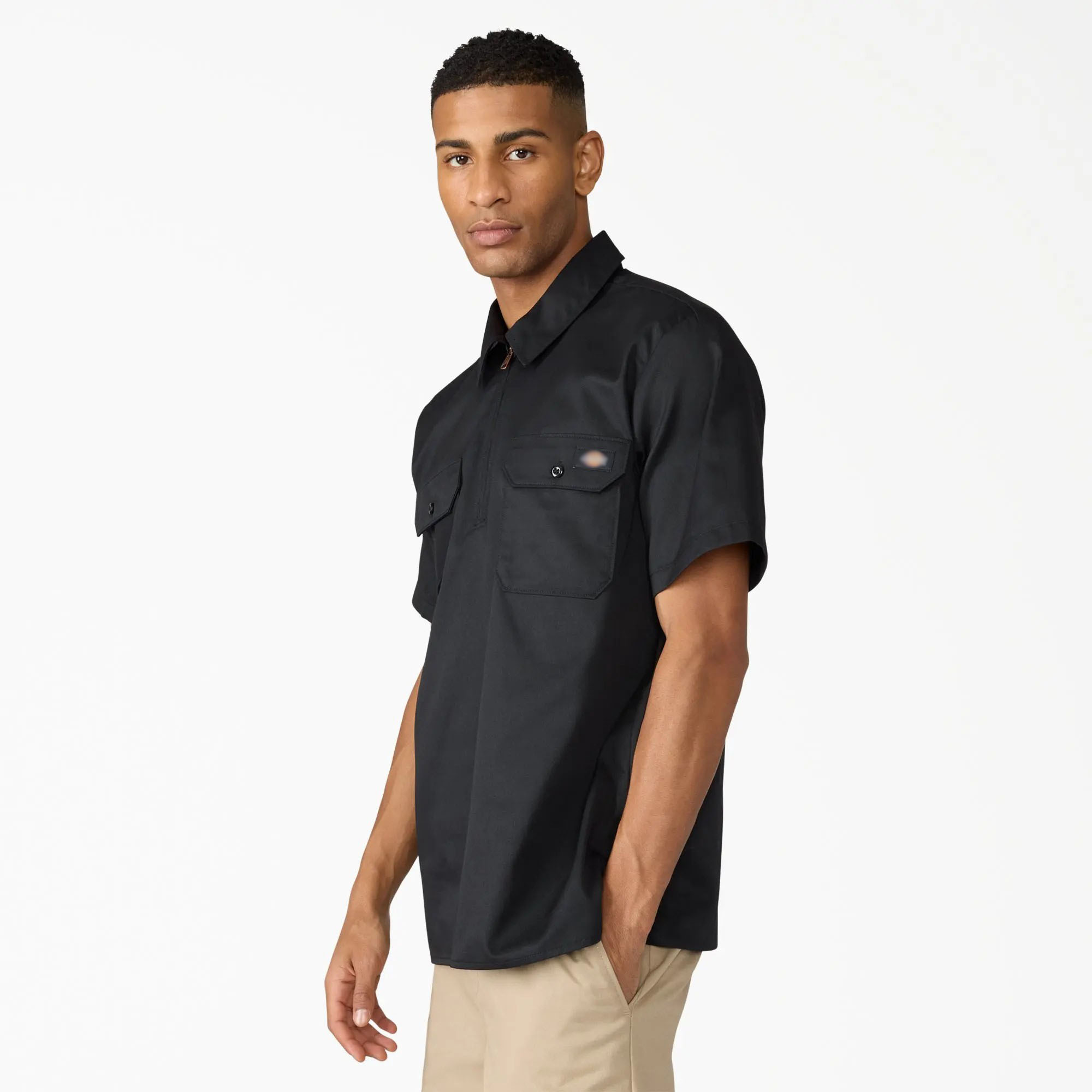 Men's 1/4 Zip Work Shirt – Relaxed Fit, Breathable Short Sleeve, Workwear Style Top