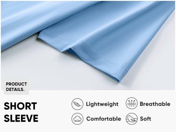 Men's Muscle Fit Short Sleeve Dress Shirt – 4-Way Stretch, Wrinkle-Free, Casual Button Down